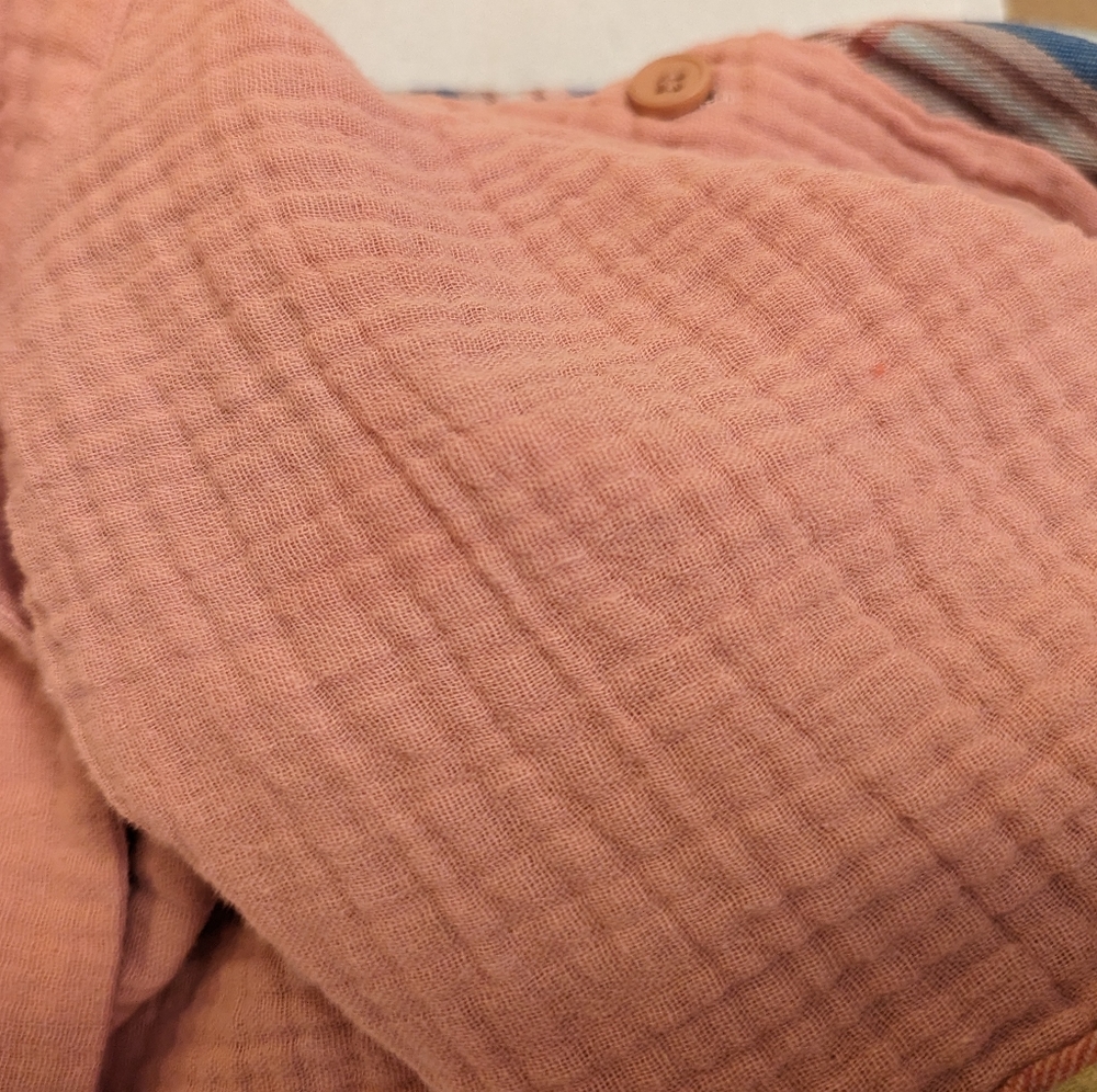 Pastel 100% cotton colour block plaid shirt button collared down oversized small - Picture 16 of 16